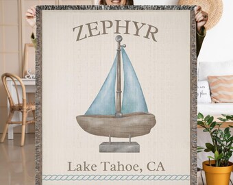 Personalized Nautical Throw Blanket, Boat & Lake House Decor