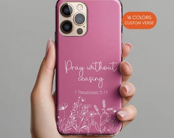 Christian Wildflower Phone Case, Custom Bible Verse, Religious Gift