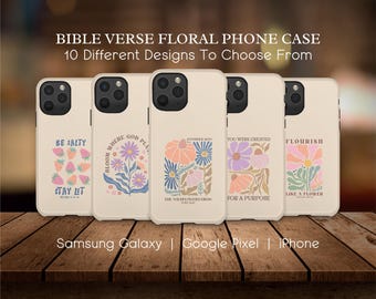 Floral Christian Phone Case, Bible Verse Design, Godmother Gift