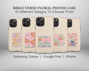 Christian Floral Phone Case, Bible Verse, Religious Gift