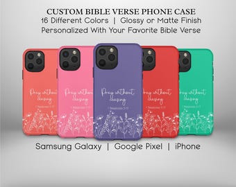 Christian Wildflower Phone Case, Custom Bible Verse, Religious Gift