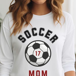 Custom Soccer Mom Shirt With Kids Name & Jersey Number Soccer Mom Gift For Soccer Mama Front and Back Print Personalized Soccer Mom Shirt