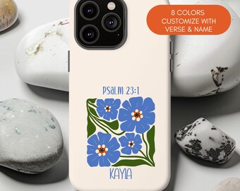 Personalized Christian Phone Case, Bible Verse Floral Design