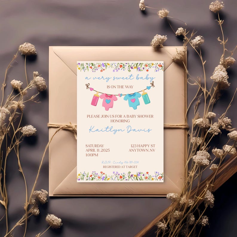 Editable Baby Shower Invitation, Boho Baby Shower Invite, A Sweet Boy ...