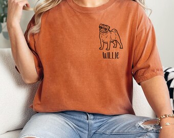 Custom Pug Shirt, Comfort Colors Tee, Personalized Dog Mom Gift
