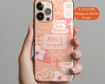 Bible Verse Collage Phone Case, Christian Art, Protective Tough Case