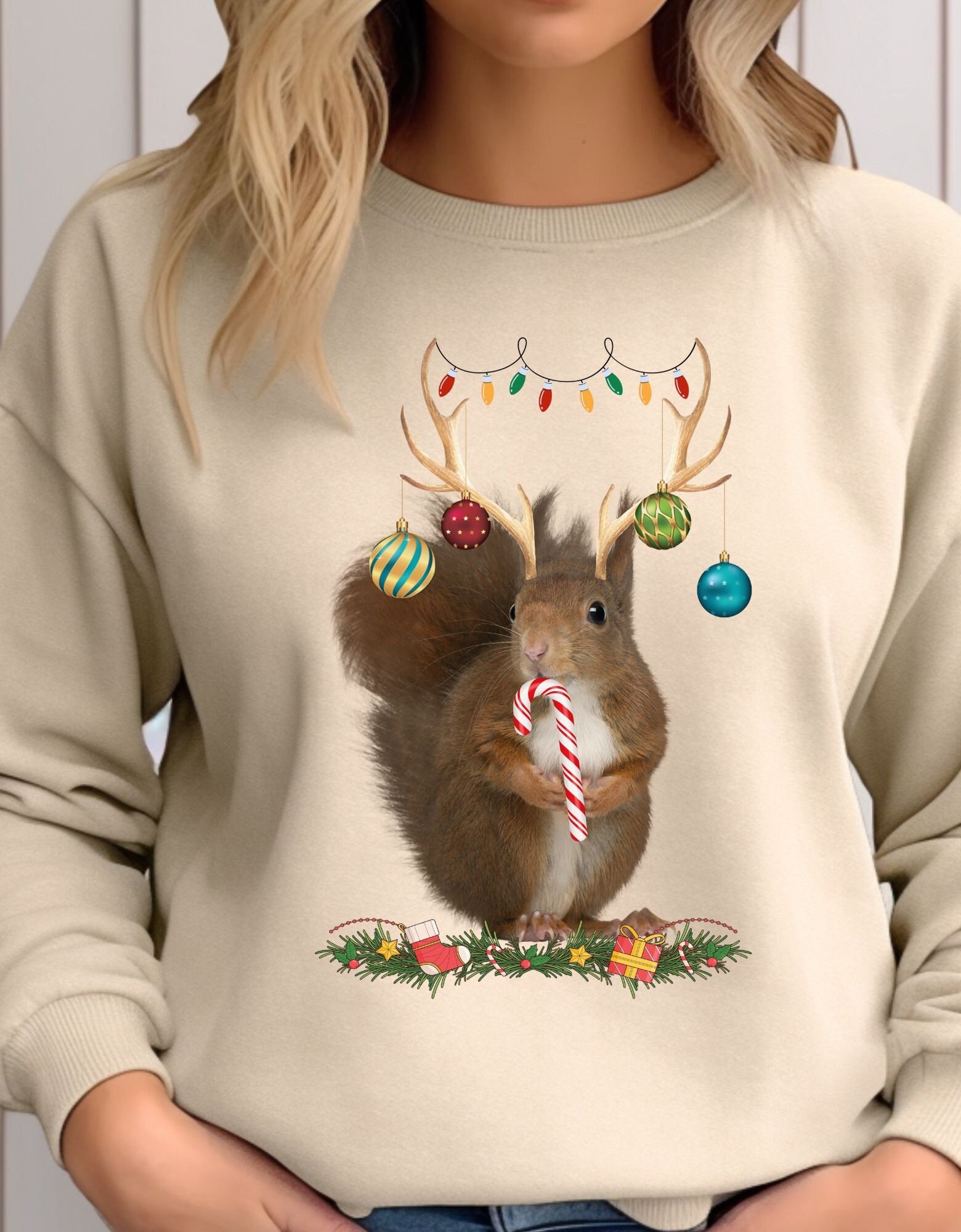 Ugly christmas top sweater squirrel