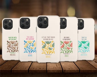 Personalized Christian Floral Phone Case, Scripture Verse, Religious Gift