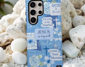Bible Verse Collage Phone Case, Christian Art, Protective Tough Case