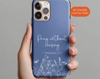 Christian Wildflower Phone Case, Custom Bible Verse, Religious Gift
