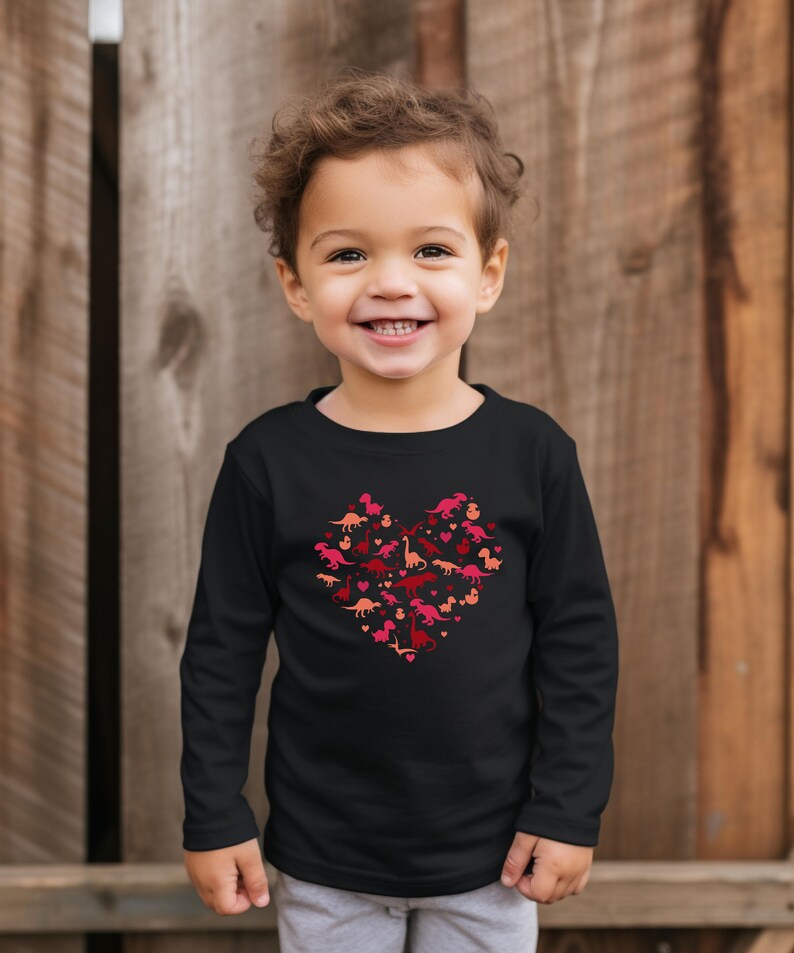 Toddler Valentine Shirt, Dinosaur Heart Shirt, Kids Valentine Shirts