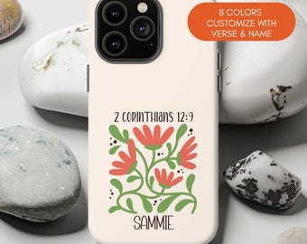 Customizable Christian Floral Phone Case, Bible Verse, Name