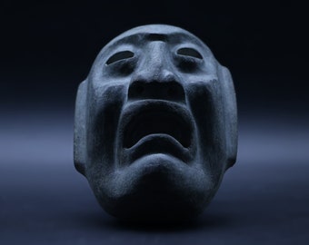 Olmecoid Ritual Mask — Contemporary Sculpture Inspired by Pre-Columbian Art