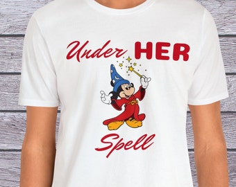 Chemise sort sous ELLE, chemise couple disney, chemise disney, chemise mickey sorcier, chemise petit ami disney, chemise disney jeunes mariés