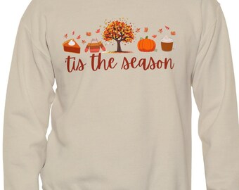 Tis the Season Fall crewneck sweat-shirt, joli pull d’automne, sweat-shirt ambiance d’automne, chemise des amoureux de l’automne, cadeau pour les amoureux de l’automne, cadeau pour elle
