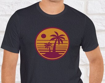 Tee-shirt Sunset Vibes, t-shirt coucher de soleil, t-shirt de plage, chemise de palmier, t-shirt coucher de soleil sur la plage, chemise relax, chemise amusante, cadeau pour elle, cadeau pour lui
