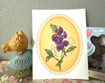 April Birth Flower Sweet Pea Art Print