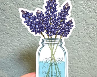 Texas Blue Bonnet Mason Jar Sticker