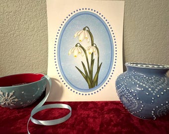 January Birth Flower Snowdrop Art Print