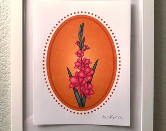 August Birth Flower Gladiolus Art Print