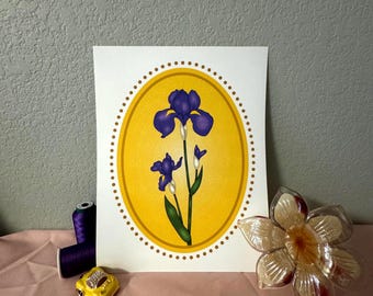 Birth Flower Iris Art Print