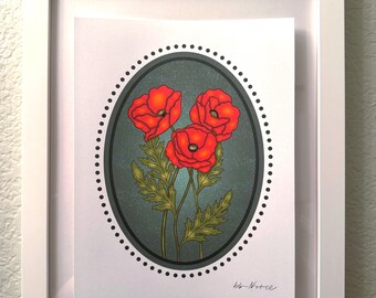 August Birth Flower Poppy Art Print