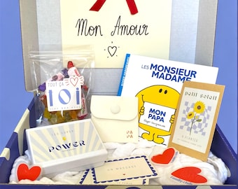 Boîte à Papa sans bracelet – Idée cadeau naissance originale pour futur ou jeune papa – Coffret émotions, humour & surprises personnalisable