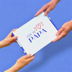 Boîte à papa minimaliste à personnaliser – Boîte Papa avec Cartes de Bons, Bracelet Cornaline, Livre Monsieur Madame & Sachet Surprise