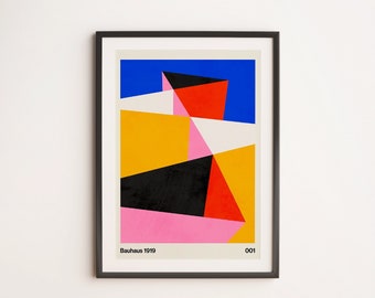BAUHAUS 001 | Retro Colorful Mid Century Abstract Geometric Exhibition Digital Download Printable Art Print