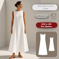 Linen Boat Neck Summer Dress Sewing Pattern: Sleeveless A-Line (Digital Download, XS-4XL)