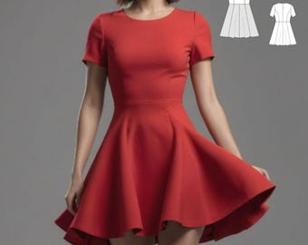 Flared Mini Dress Sewing Pattern: Short Sleeve Sundress (XS-4XL) (Digital Download)