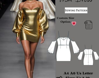 Prom Dress Sewing Pattern: Strap Evening Gown (A4 A0)