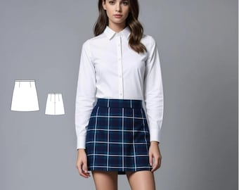 A line Mini Skirt Sewing Pattern, School Skirt, College Skirt, Mini Skirt Pattern,   Plaid Skirt PDF Pattern, A4 A0 XS- 4XL.