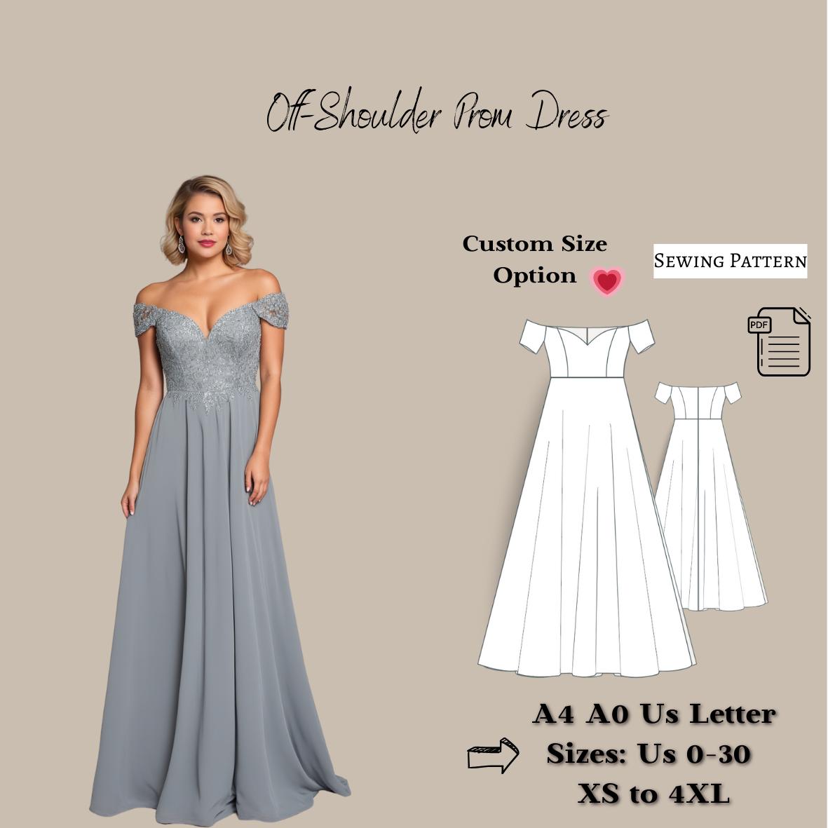 off shoulder dress sewing pattern Evyn Dress/Top PDF making a modern elegant off-shoulder