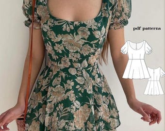 Fairy Cottagecore Mini Dress Sewing Pattern: Women's Sundress (XXS-4XL) (PDF Pattern)