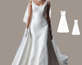 Bridal Gown Sewing Pattern: Maxi Circle Dress, XS-4XL (PDF Pattern)