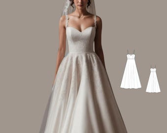 Bridal Gown Sewing Pattern: Maxi Circle Dress (A4 A0 XS-4XL) (PDF Pattern)
