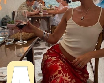 Floral A-Line Summer Skirt Sewing Pattern, Boho Vacation Style (PDF Pattern)