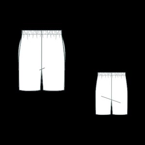 May include: Two pairs of white athletic shorts with an elastic waistband. The shorts have a straight leg and are made of a lightweight fabric.