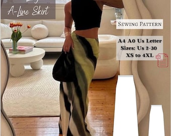 A-Line Maxi Skirt Sewing Pattern: XS-4XL (PDF Pattern)