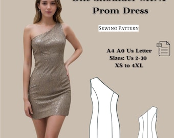 open lace back dress One Shoulder Mini Dress Sewing Pattern  Rosys Patterns