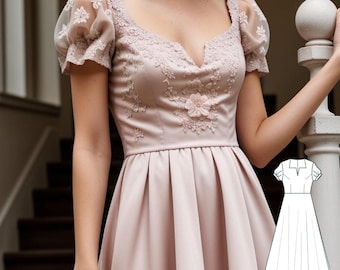 Bridgerton Style Dress Sewing Pattern, XS-4XL (PDF Pattern)