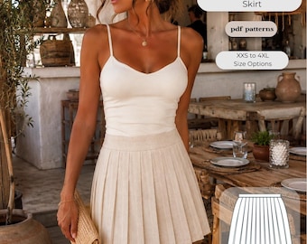 Linen Pleated Mini Skirt Sewing Pattern | Tennis Skirt Style (Digital Download)