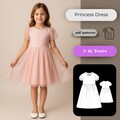 Girls Party Dress PDF Sewing Pattern: Sleeveless Gathered Kids Dress (Sizes 2-16 Years)
