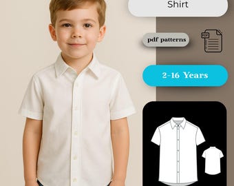 Kids Linen Shirt Sewing Pattern: Boys Button-Down PDF (Sizes 2-16 Years)