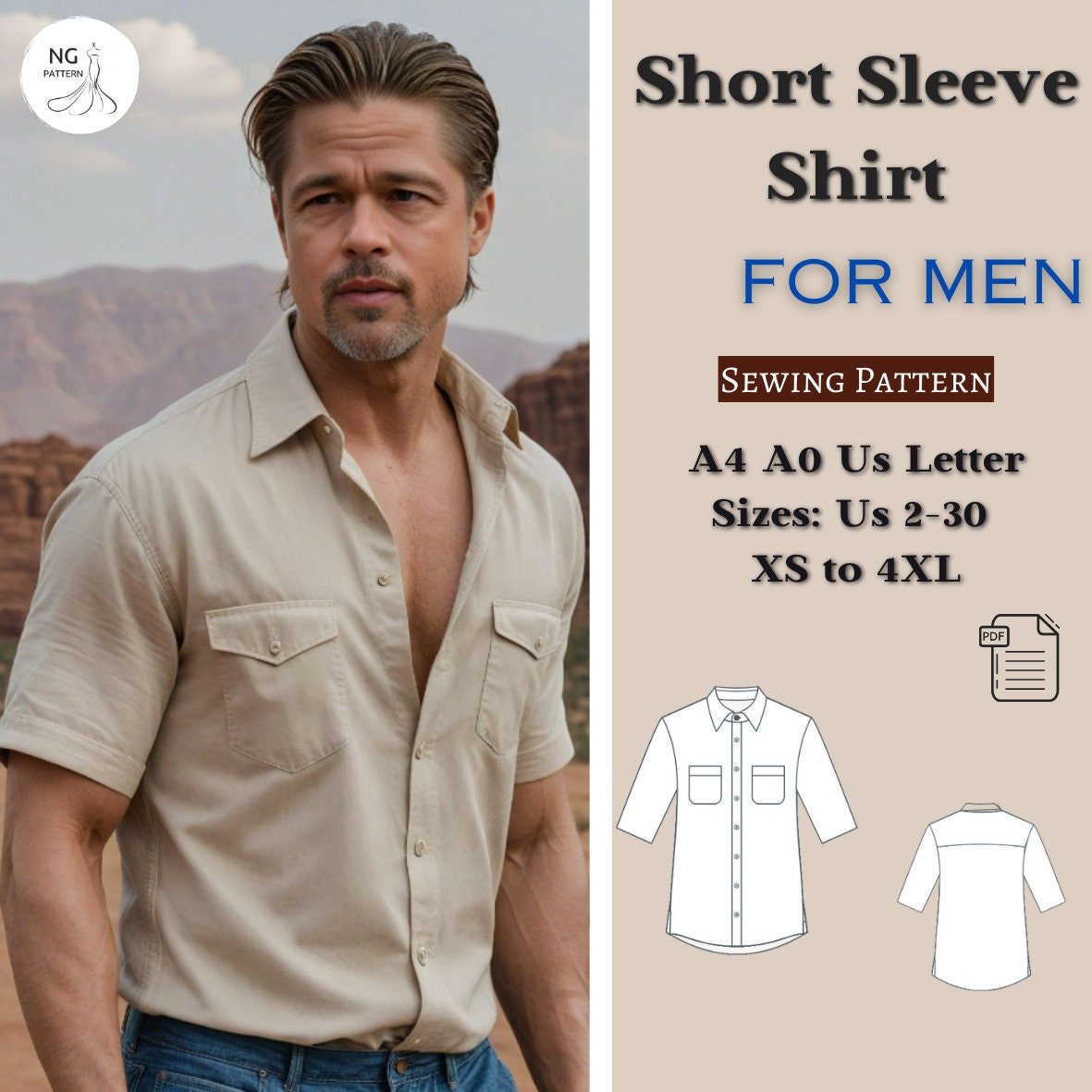 Mens Linen Summer Shirt Sewing Pattern Linen Shirt Mens Shirt Pattern