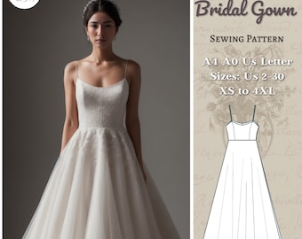 Bridal Gown Sewing Pattern: Maxi Circle Dress (A4 A0 XS-4XL) (PDF Pattern)