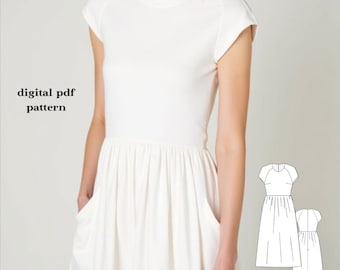 Linen Maxi Dress Sewing Pattern: Short Sleeve Sundress (XS-4XL) (PDF Pattern)