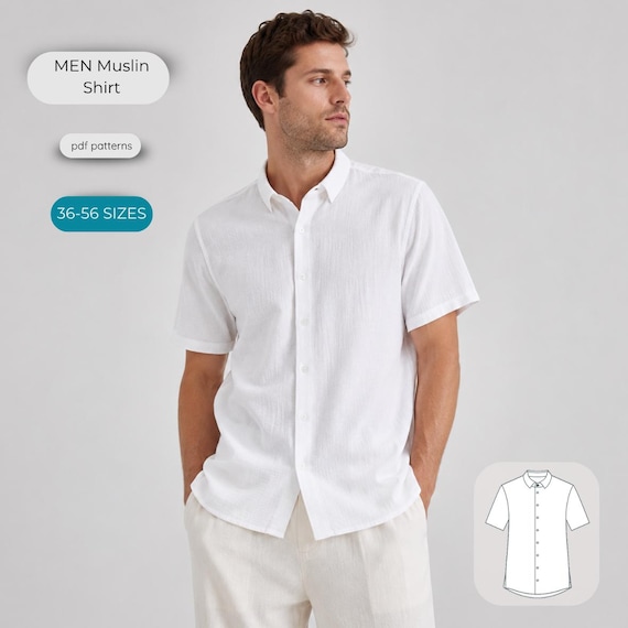 Men's Relaxed Fit Shirt Sewing Pattern (Digital Download)
