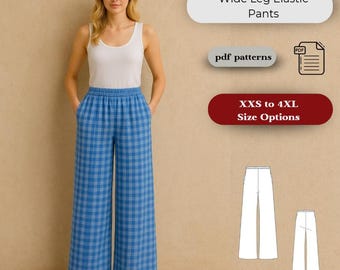 Palazzo Pants Sewing Pattern: Women's Wide Leg Trousers (PDF Pattern XXS-4XL)